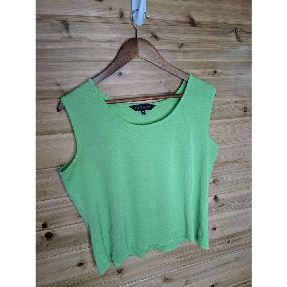 Ming Wang Top Womens Petite XL Green Lime Shell Tank Business Career - Picture 2 of 9